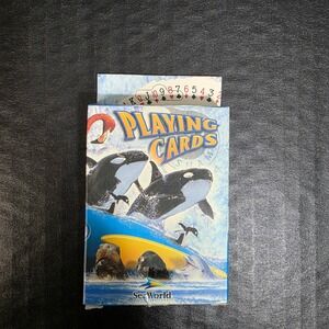 SeaWorld Playing Cards Sealed Blue Orca Shamu Marine‎ Life Theme Park Souvenir